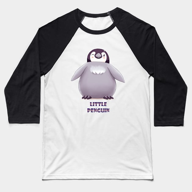 Baby Emperor Penguin Chick (Words) Baseball T-Shirt by EdgeKagami